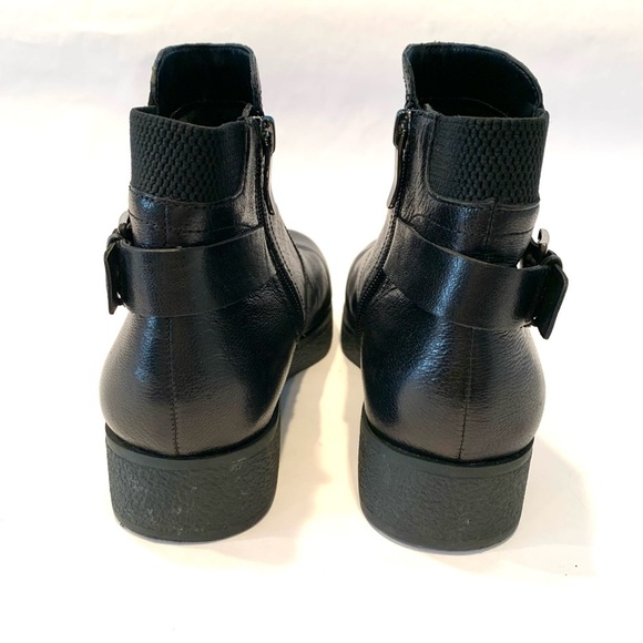 Evolve By Easy Spirit Black Genuine Leather Ankle Boots - Picture 3 of 11